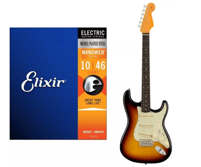 AA - Encordoamento Elixir Nanoweb 12052 Para Guitarra 010 Light