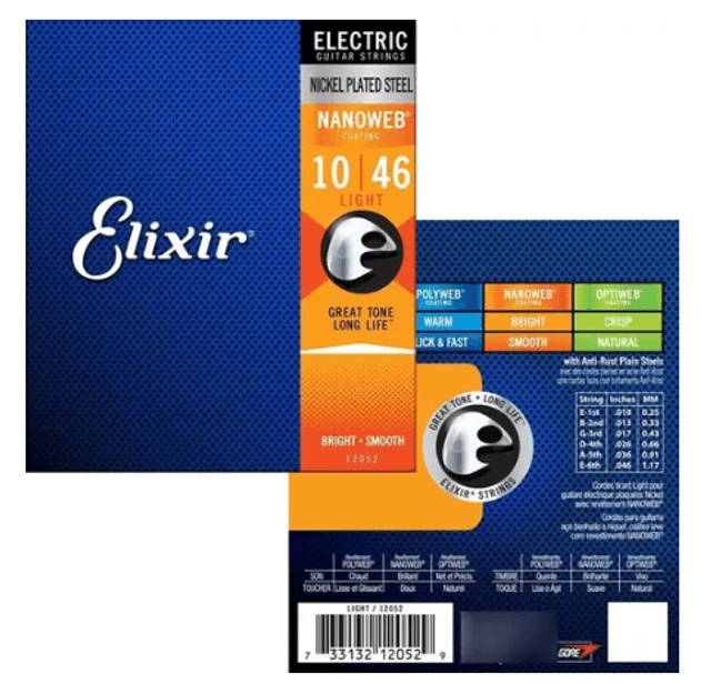 AA - Encordoamento Elixir Nanoweb 12052 Para Guitarra 010 Light